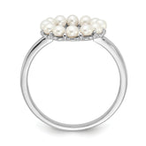 Sterling Silver Rhodium-plated 2-2.5mm White Button Freshwater Cultured Pearl Ring
